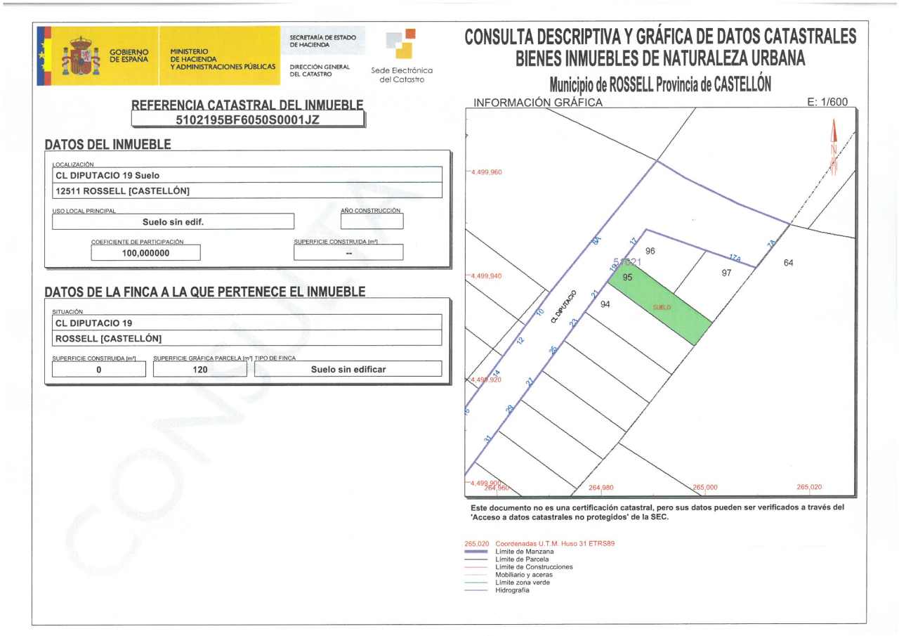 Solar urbano en venta en Rosell (Castellón)