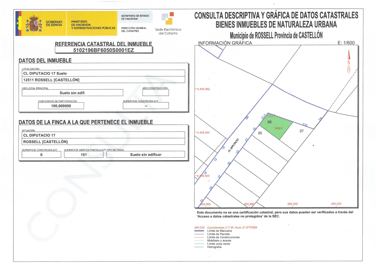 Solar urbano en venta en Rosell (Castellón)